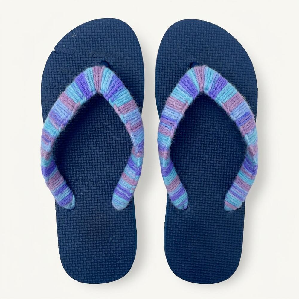 ReMakeable Threads Handmade Yarn Wrapped Flip Flops Kids 3 Womens 5